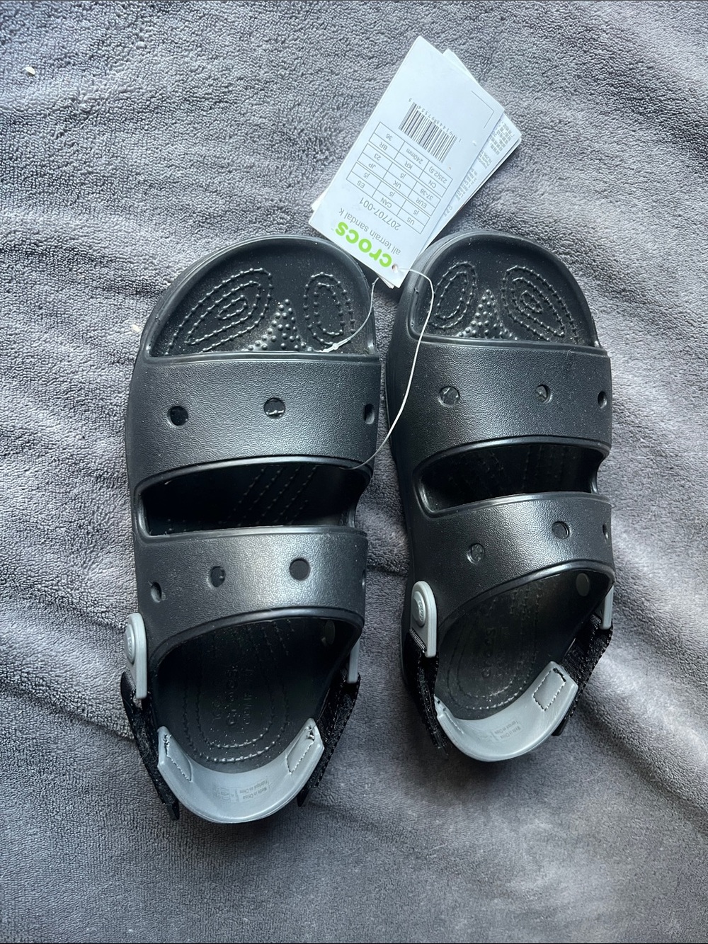 CROCS Kids Black Double-Strap All Terrain Sandals J5